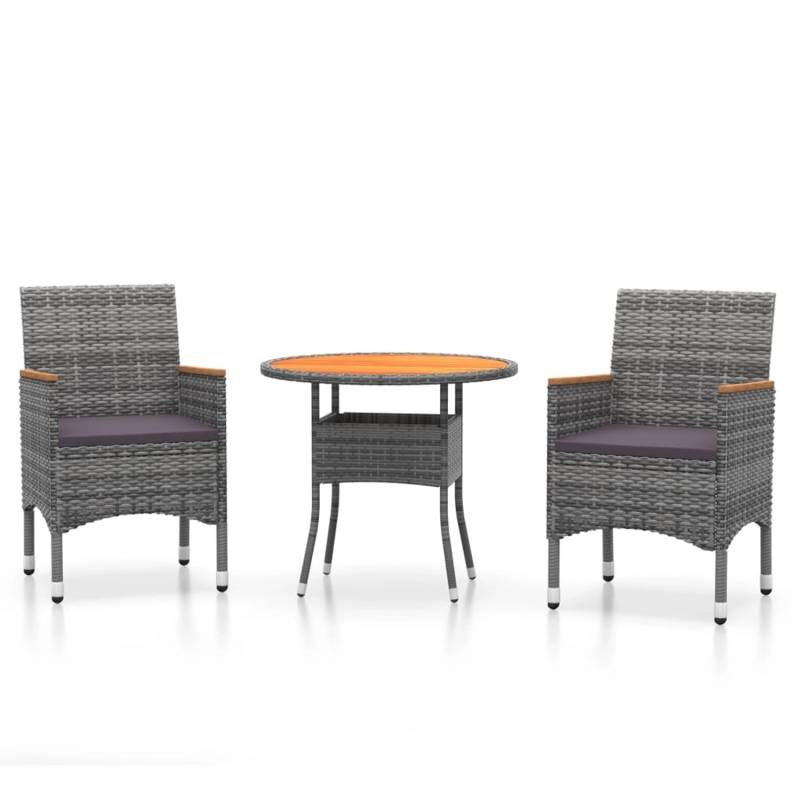vidaXL 3-tlg Garten-Essgruppe Poly Rattan Grau Modell 12 von VIDAXL