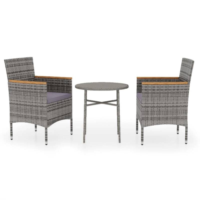 vidaXL 3-tlg Garten-Essgruppe Poly Rattan Grau Modell 16 von VIDAXL