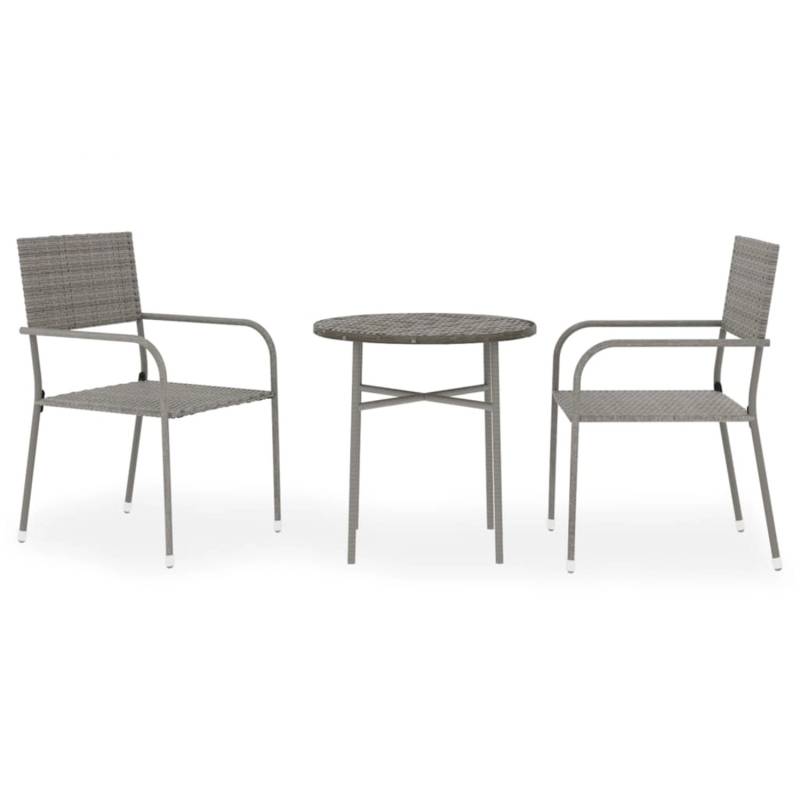 vidaXL 3-tlg Garten-Essgruppe Poly Rattan Grau Modell 19 von VIDAXL