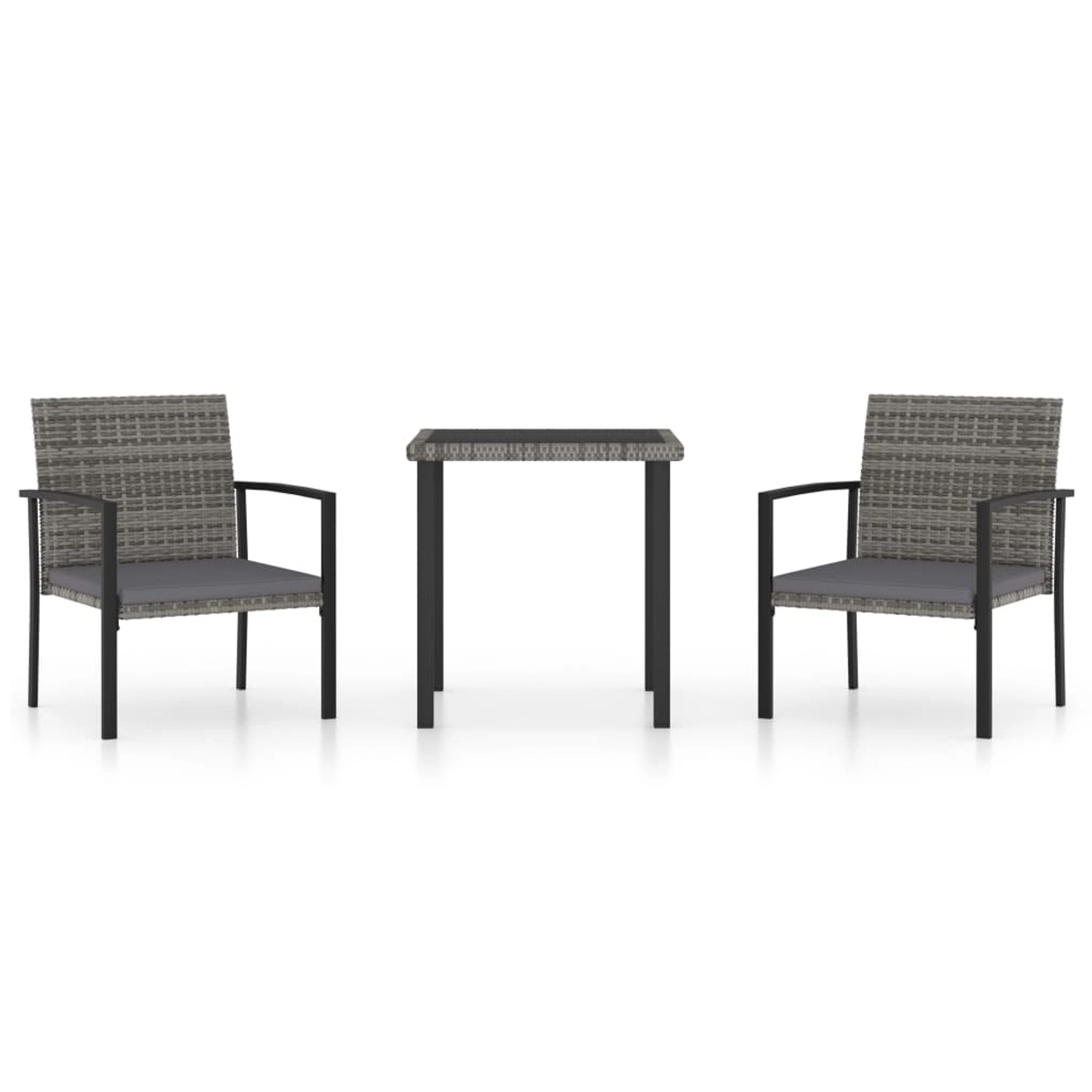 vidaXL 3-tlg Garten-Essgruppe Poly Rattan Grau Modell 2 vidaXL 3-tlg Garten-Essgruppe Poly Rattan Grau Modell 2 von VIDAXL