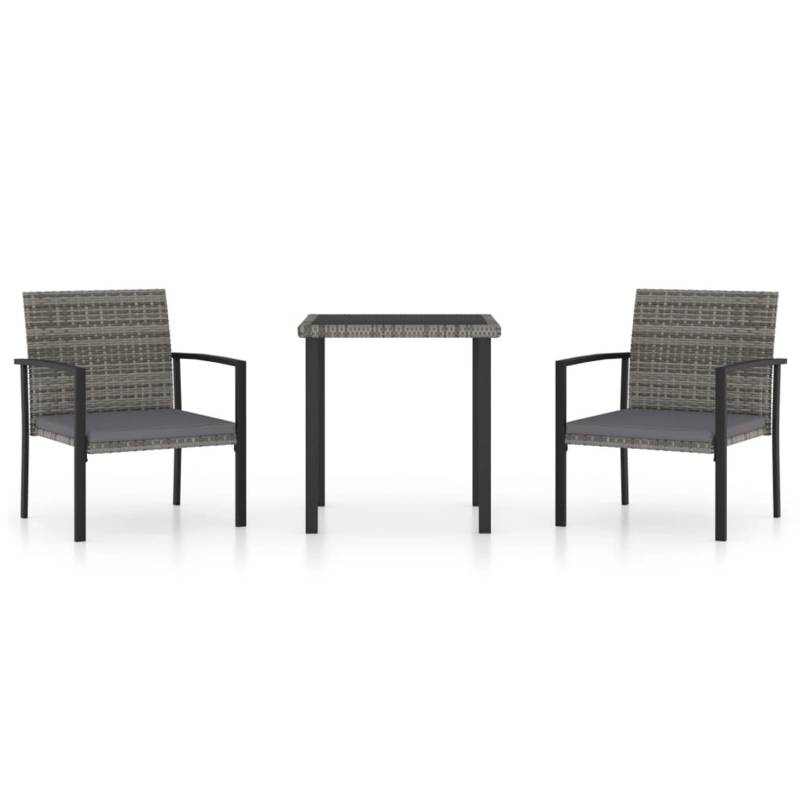 vidaXL 3-tlg Garten-Essgruppe Poly Rattan Grau Modell 2 von VIDAXL