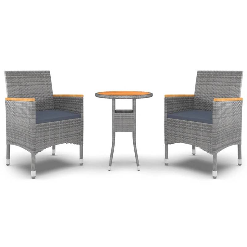 vidaXL 3-tlg Garten-Essgruppe Poly Rattan Grau Modell 7 von VIDAXL
