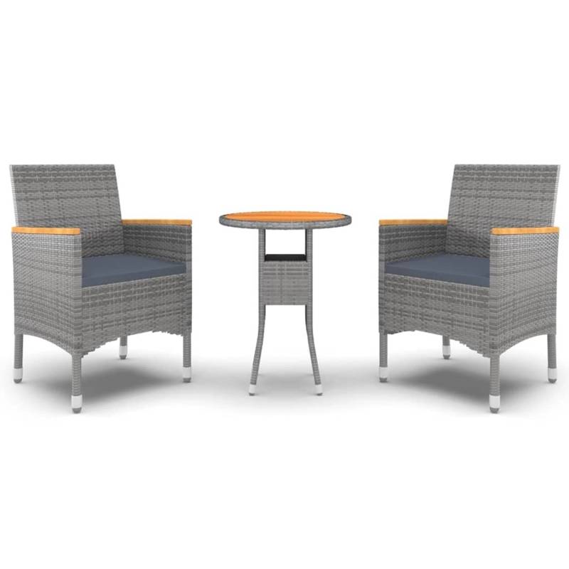 vidaXL 3-tlg Garten-Essgruppe Poly Rattan Grau Modell 8 von VIDAXL