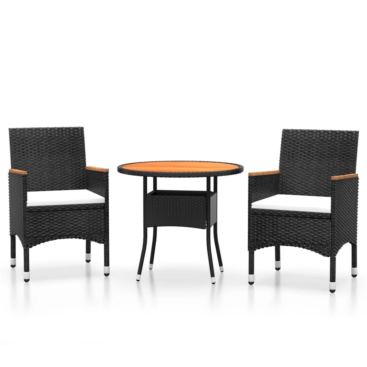 vidaXL 3-tlg Garten-Essgruppe Poly Rattan Schwarz Modell 15 von VIDAXL