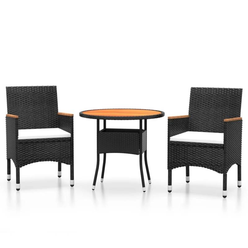 vidaXL 3-tlg Garten-Essgruppe Poly Rattan Schwarz Modell 15 von VIDAXL