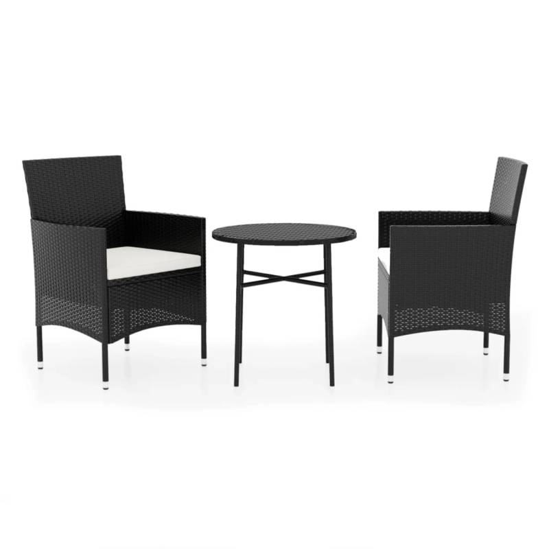 vidaXL 3-tlg Garten-Essgruppe Poly Rattan Schwarz Modell 18 von VIDAXL