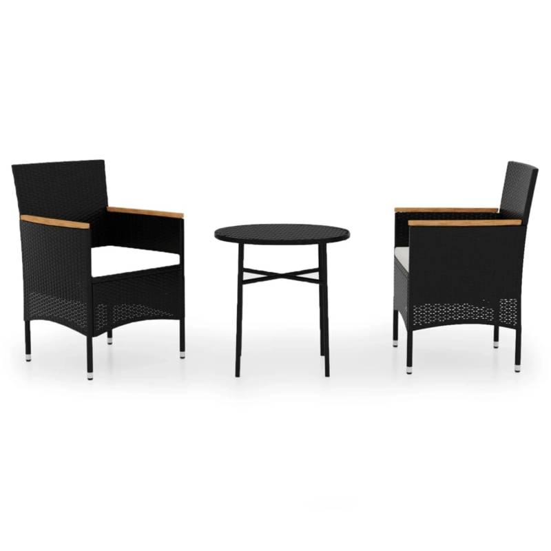 vidaXL 3-tlg Garten-Essgruppe Poly Rattan Schwarz Modell 19 von VIDAXL