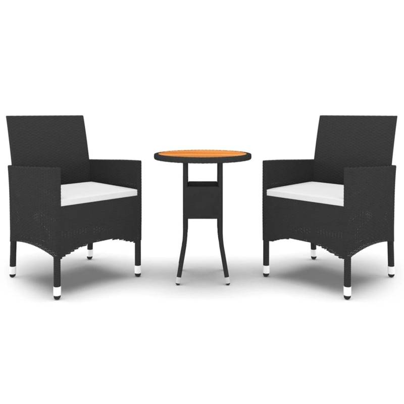 vidaXL 3-tlg Garten-Essgruppe Poly Rattan Schwarz Modell 9 von VIDAXL