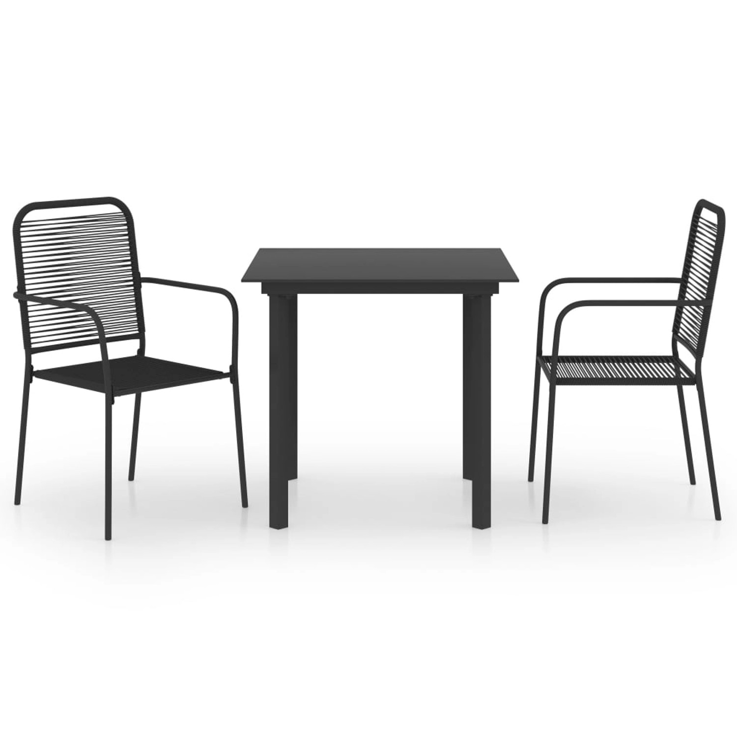 vidaXL 3-tlg Garten-Essgruppe Schwarz Glas und Stahl von VIDAXL