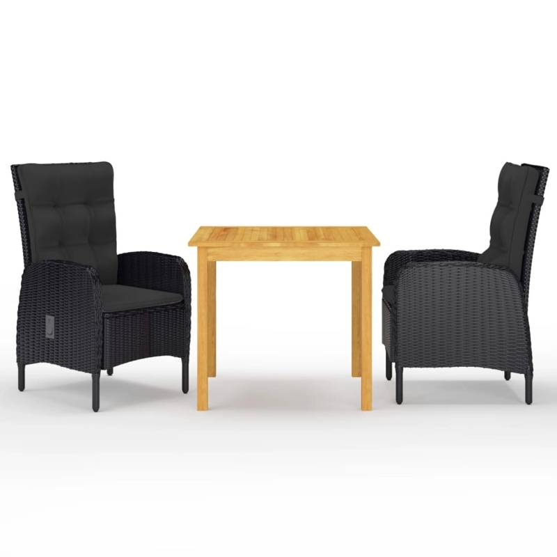 vidaXL 3-tlg Garten-Essgruppe Schwarz Modell 63 von VIDAXL