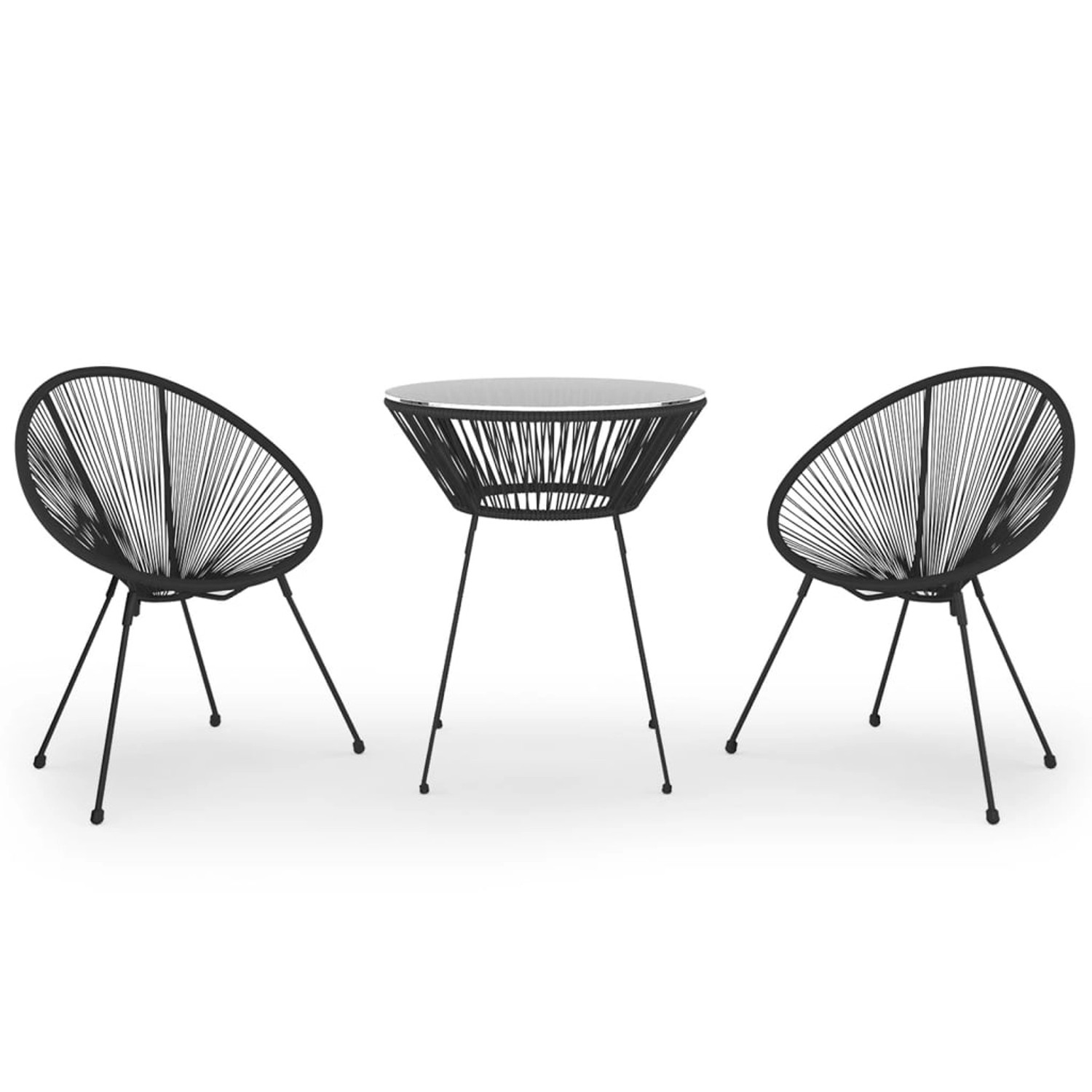 vidaXL 3-tlg Garten-Essgruppe Schwarz Modell 65 von VIDAXL