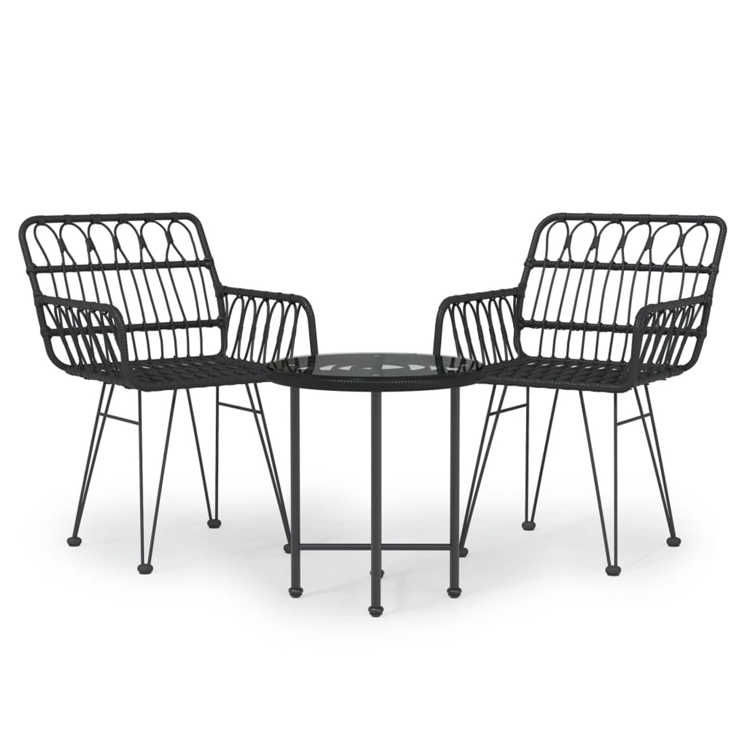 vidaXL 3-tlg Garten-Essgruppe Schwarz Poly Rattan Modell 5 vidaXL 3-tlg Garten-Essgruppe Schwarz Poly Rattan Modell 5 von VIDAXL