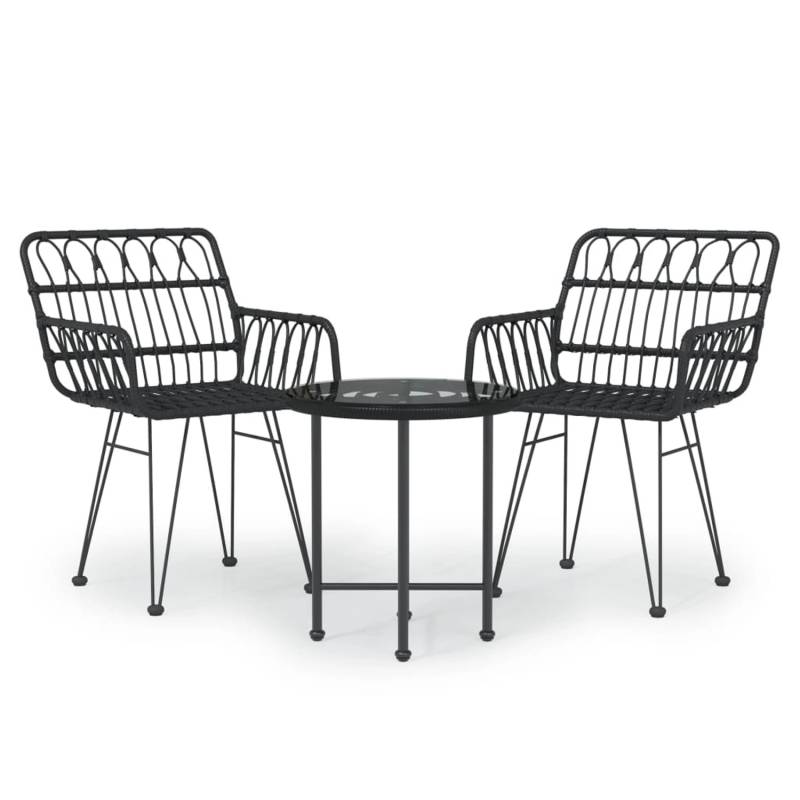 vidaXL 3-tlg Garten-Essgruppe Schwarz Poly Rattan Modell 5 von VIDAXL