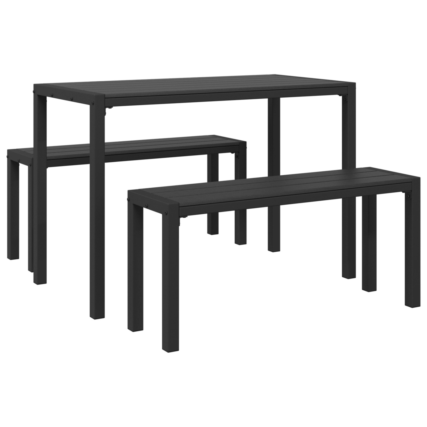 vidaXL 3-tlg Garten-Essgruppe Stahl und WPC Schwarz 42001769 von VIDAXL