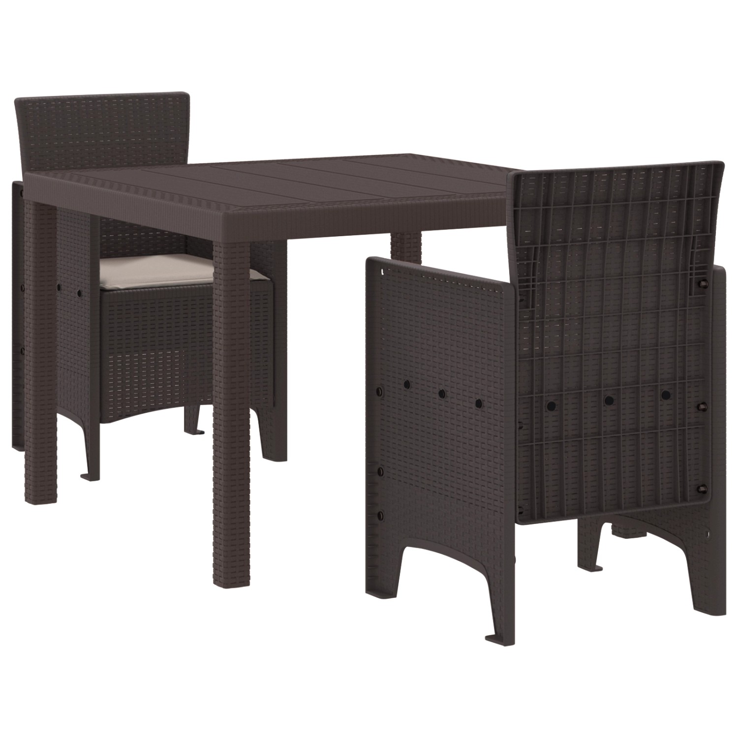 vidaXL 3-tlg Garten-Essgruppe mit Kissen Braun Poly Rattan 3378678 vidaXL 3-tlg Garten-Essgruppe mit Kissen Braun Poly Rattan 3378678 von VIDAXL