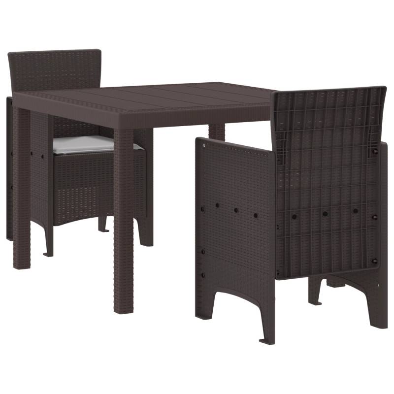 vidaXL 3-tlg Garten-Essgruppe mit Kissen Braun Poly Rattan 3378679 von VIDAXL