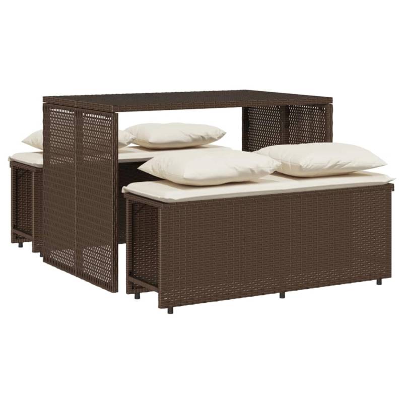 vidaXL 3-tlg Garten-Essgruppe mit Kissen Braun Poly Rattan Modell 7 von VIDAXL