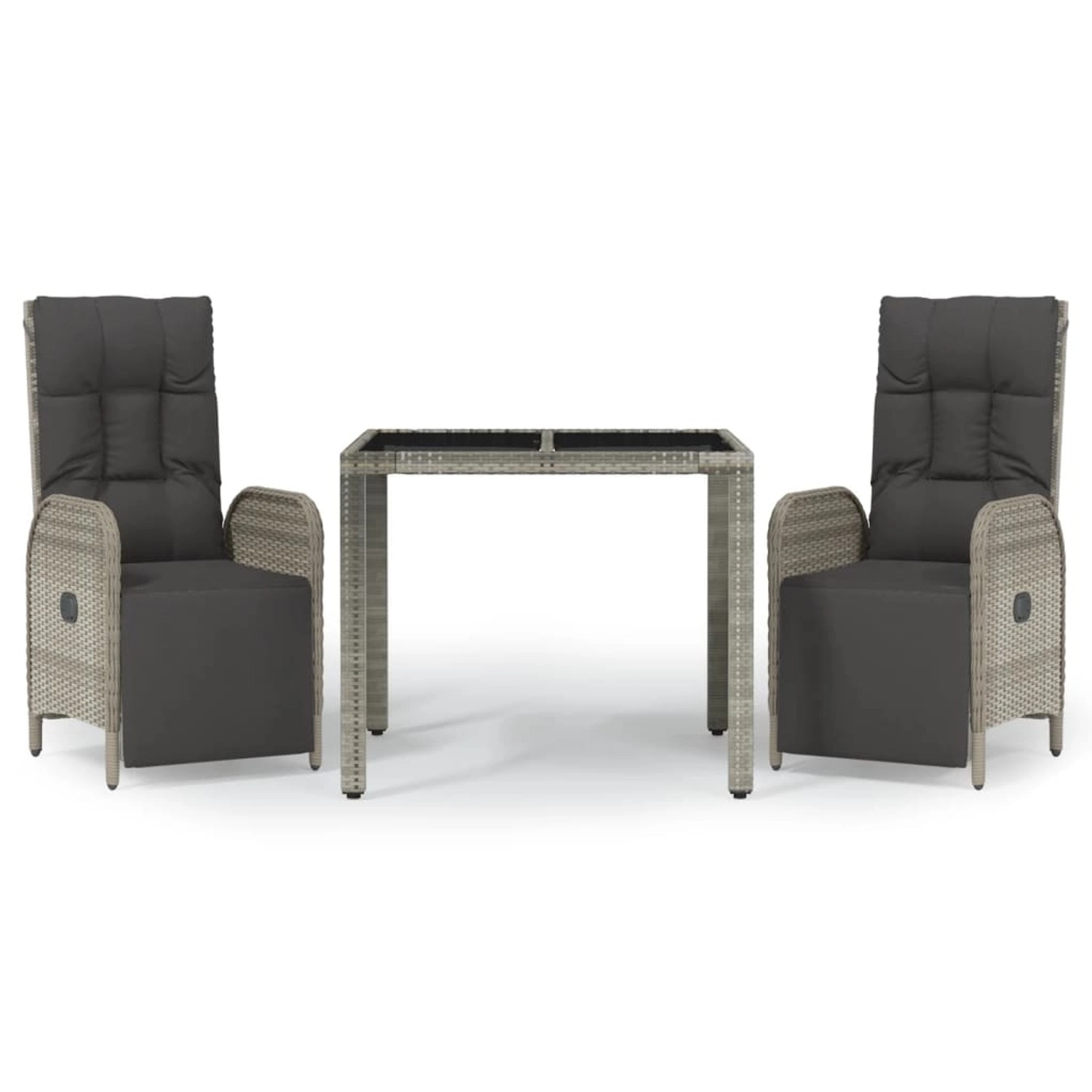 vidaXL 3-tlg Garten-Essgruppe mit Kissen Grau Poly Rattan Modell 10 vidaXL 3-tlg Garten-Essgruppe mit Kissen Grau Poly Rattan Modell 10 von VIDAXL