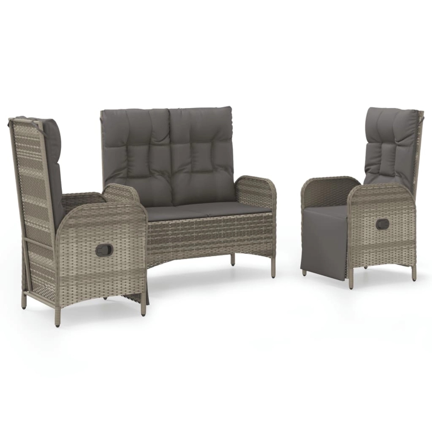 vidaXL 3-tlg Garten-Essgruppe mit Kissen Grau Poly Rattan Modell 12 vidaXL 3-tlg Garten-Essgruppe mit Kissen Grau Poly Rattan Modell 12 von VIDAXL