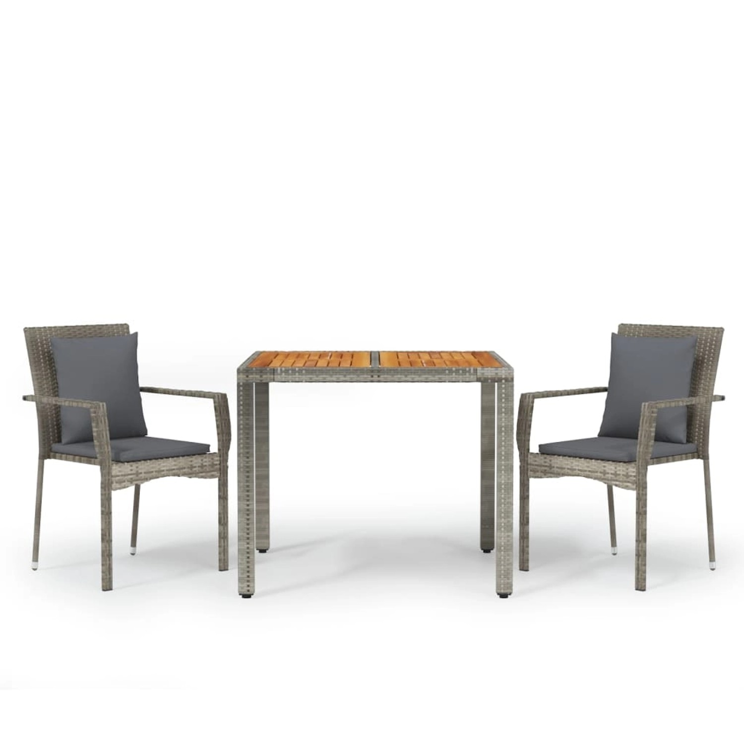 vidaXL 3-tlg Garten-Essgruppe mit Kissen Grau Poly Rattan Modell 4 vidaXL 3-tlg Garten-Essgruppe mit Kissen Grau Poly Rattan Modell 4 von VIDAXL
