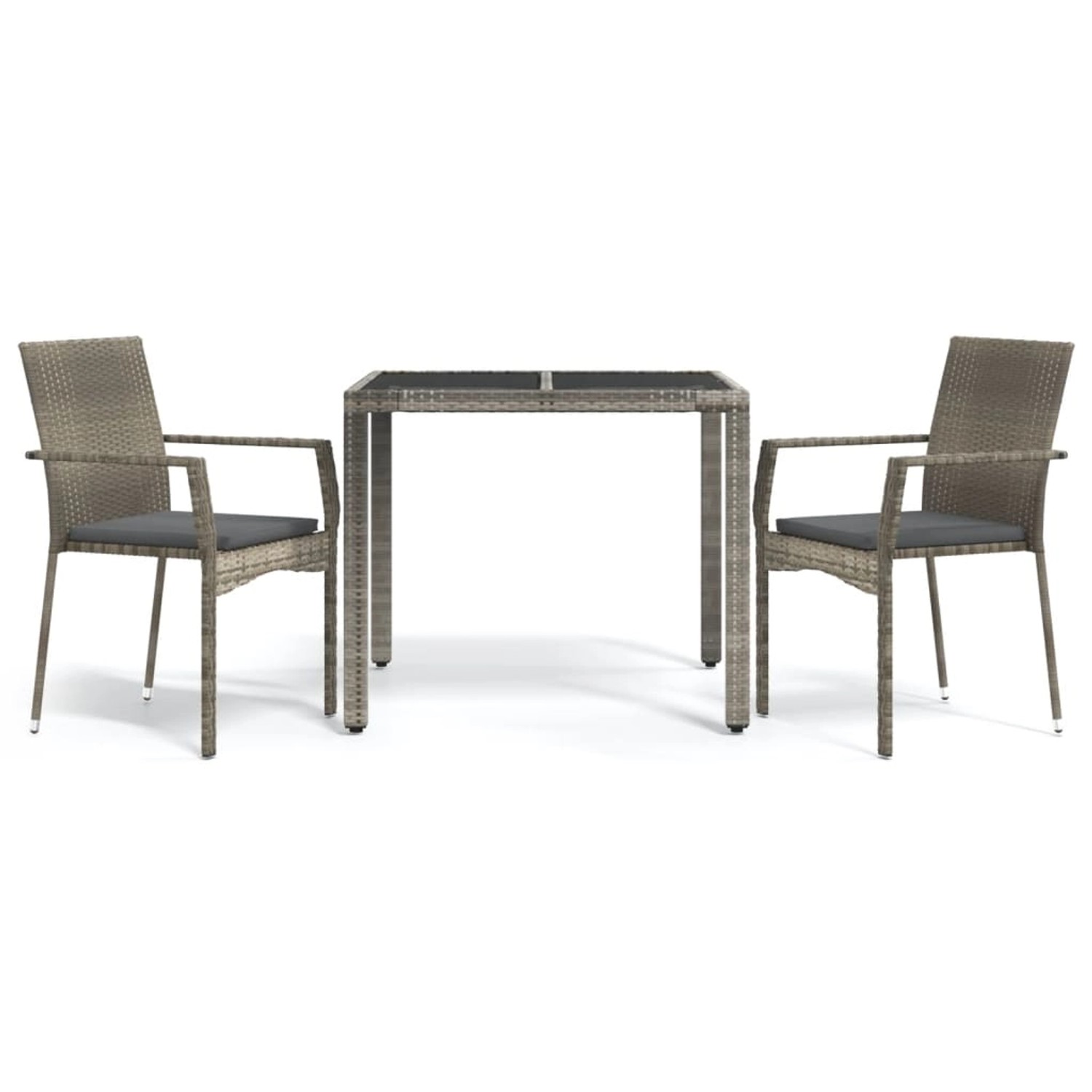 vidaXL 3-tlg Garten-Essgruppe mit Kissen Grau Poly Rattan Modell 5 vidaXL 3-tlg Garten-Essgruppe mit Kissen Grau Poly Rattan Modell 5 von VIDAXL
