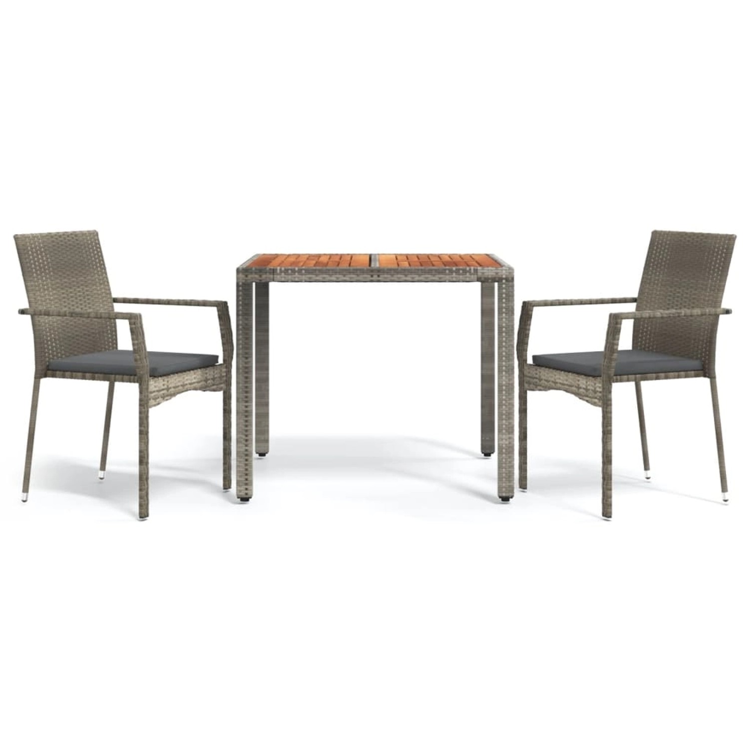 vidaXL 3-tlg Garten-Essgruppe mit Kissen Grau Poly Rattan Modell 6 vidaXL 3-tlg Garten-Essgruppe mit Kissen Grau Poly Rattan Modell 6 von VIDAXL