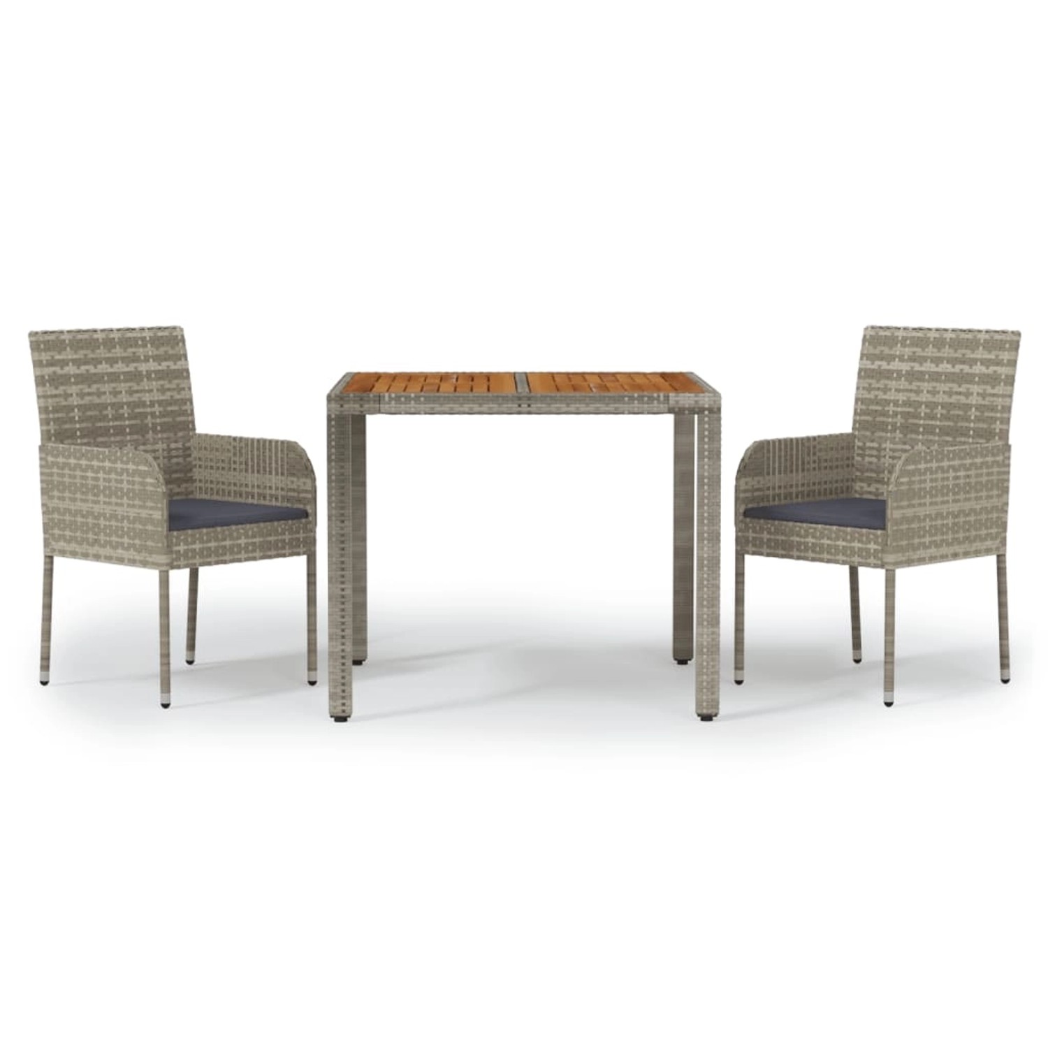 vidaXL 3-tlg Garten-Essgruppe mit Kissen Grau Poly Rattan Modell 8 vidaXL 3-tlg Garten-Essgruppe mit Kissen Grau Poly Rattan Modell 8 von VIDAXL