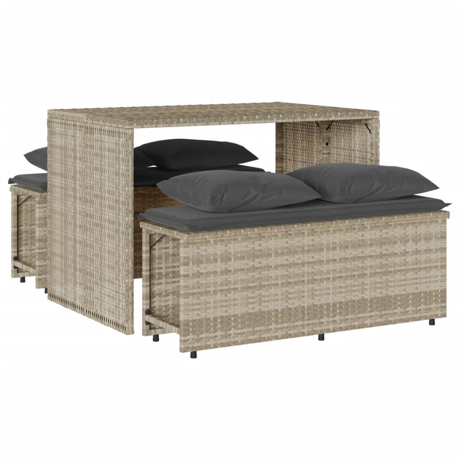 vidaXL 3-tlg Garten-Essgruppe mit Kissen Hellgrau Poly Rattan Modell 5 vidaXL 3-tlg Garten-Essgruppe mit Kissen Hellgrau Poly Rattan Modell 5 von VIDAXL
