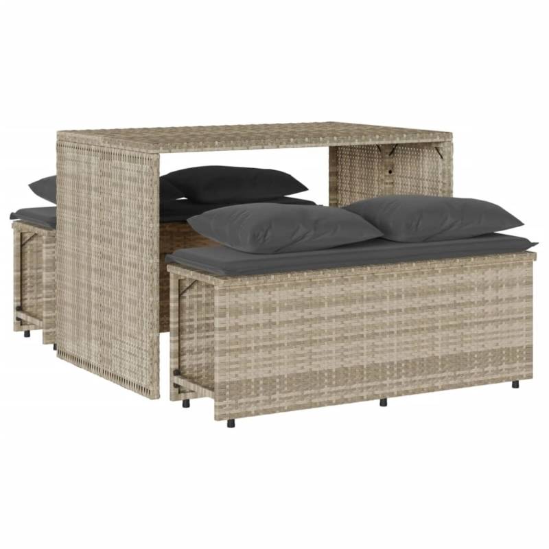 vidaXL 3-tlg Garten-Essgruppe mit Kissen Hellgrau Poly Rattan Modell 5 von VIDAXL