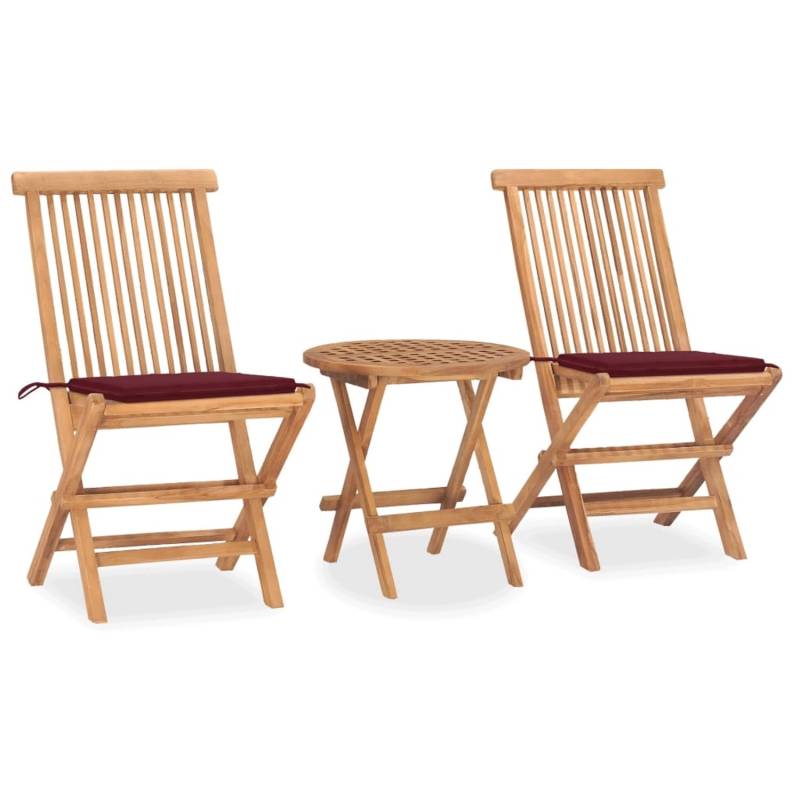 vidaXL 3-tlg Garten-Essgruppe mit Kissen Klappbar Massivholz Teak Modell 10 von VIDAXL