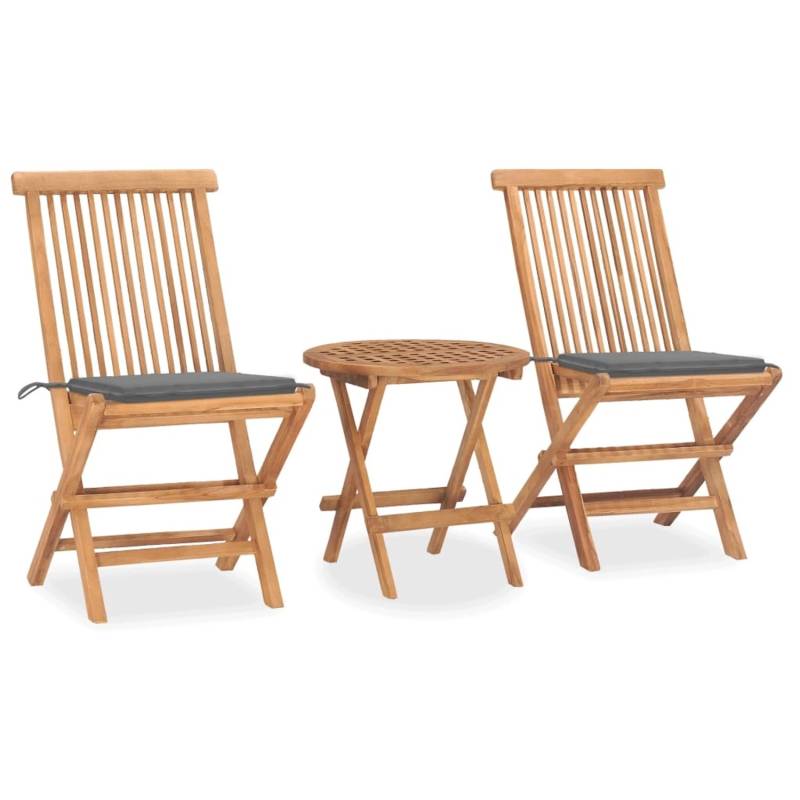 vidaXL 3-tlg Garten-Essgruppe mit Kissen Klappbar Massivholz Teak Modell 2 von VIDAXL
