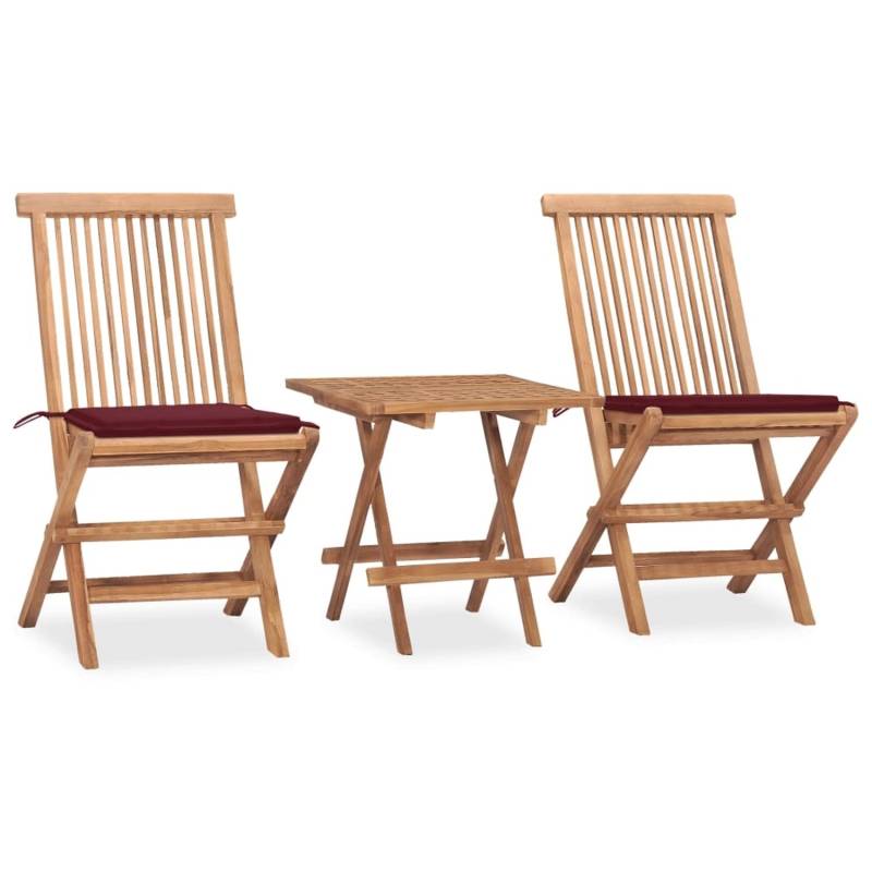 vidaXL 3-tlg Garten-Essgruppe mit Kissen Klappbar Massivholz Teak Modell 37 von VIDAXL