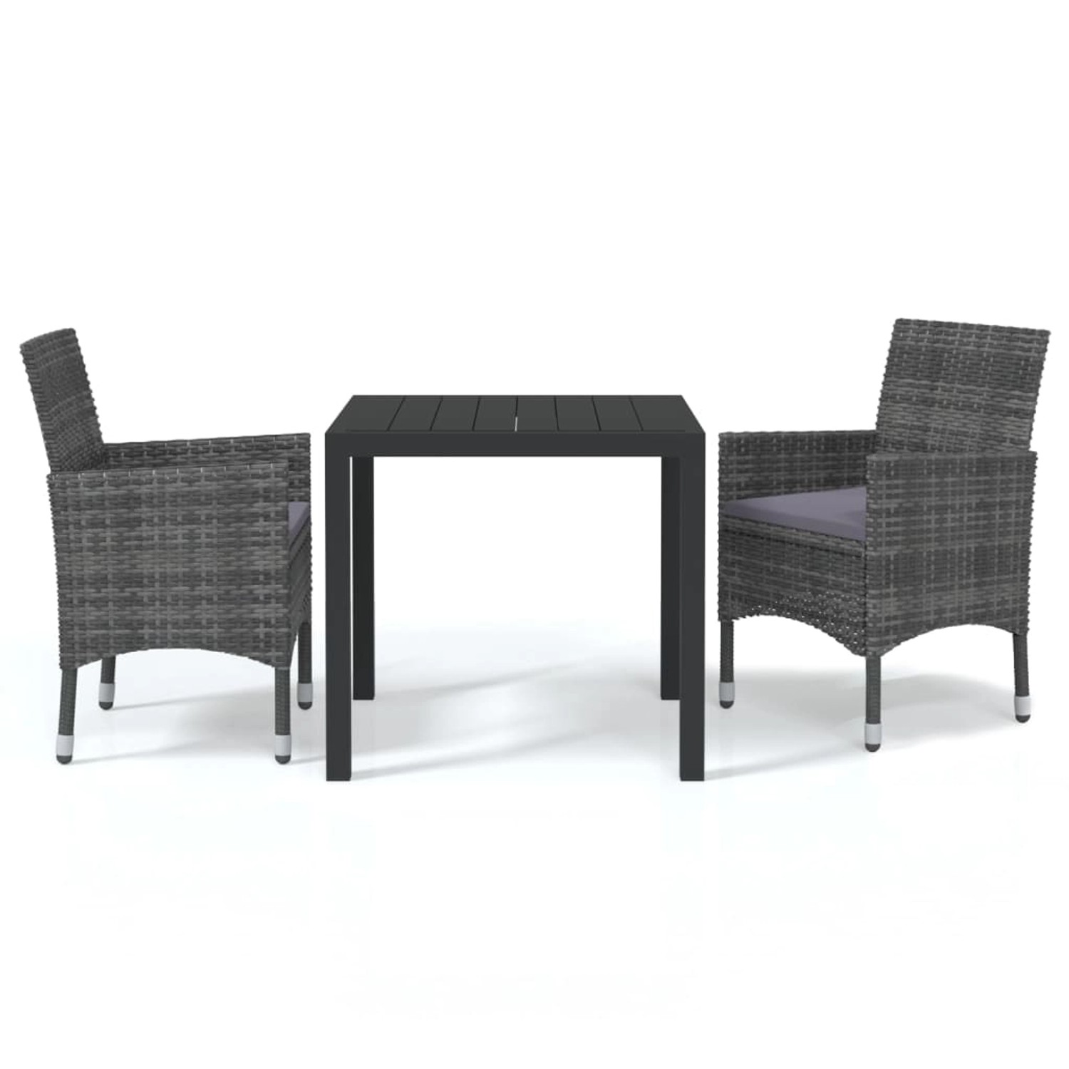 vidaXL 3-tlg Garten-Essgruppe mit Kissen Poly Rattan Grau Modell 4 vidaXL 3-tlg Garten-Essgruppe mit Kissen Poly Rattan Grau Modell 4 von VIDAXL