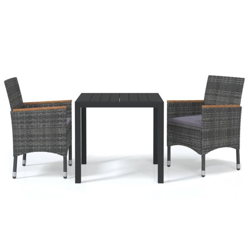 vidaXL 3-tlg Garten-Essgruppe mit Kissen Poly Rattan Grau Modell 5 von VIDAXL