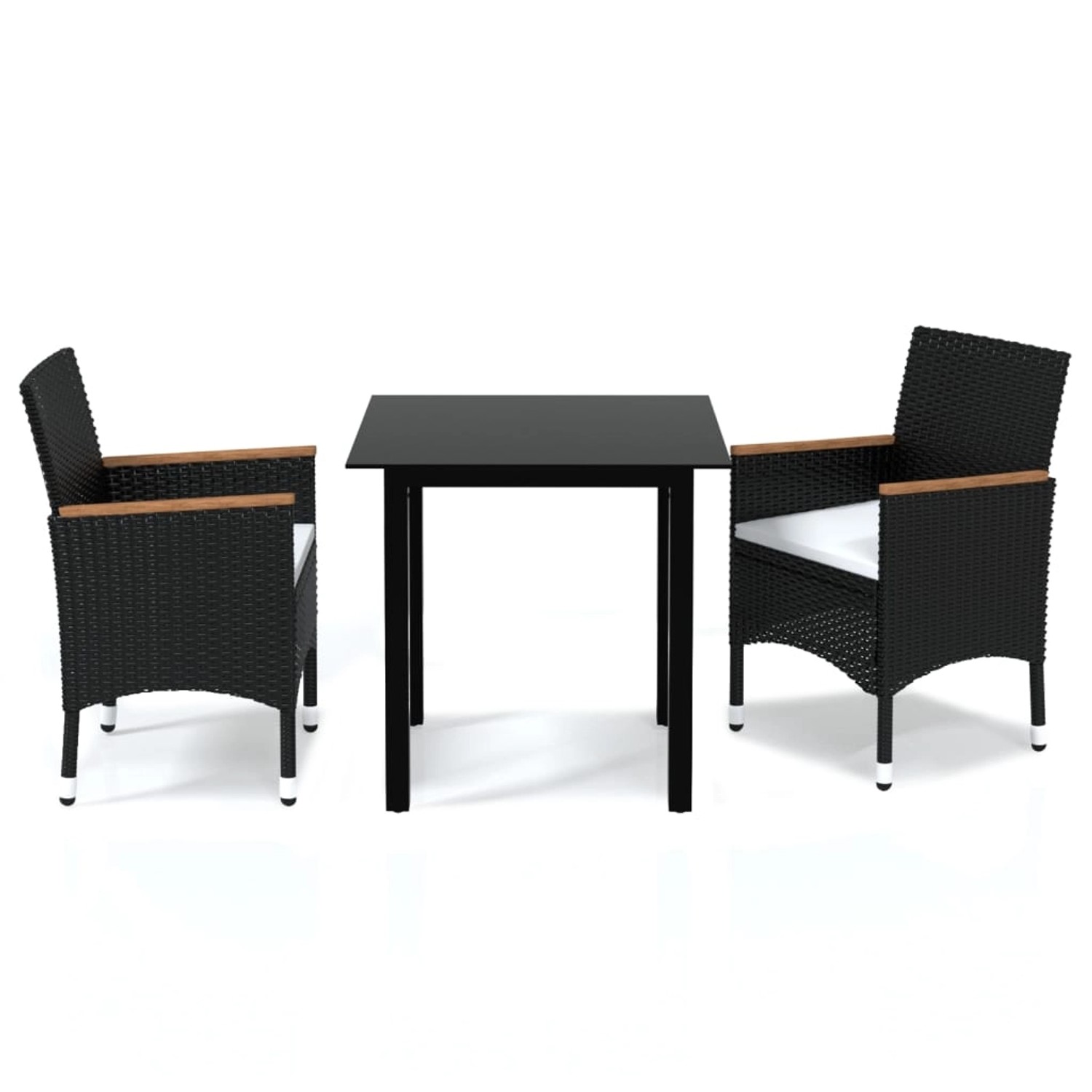 vidaXL 3-tlg Garten-Essgruppe mit Kissen Poly Rattan Schwarz Modell 2 vidaXL 3-tlg Garten-Essgruppe mit Kissen Poly Rattan Schwarz Modell 2 von VIDAXL
