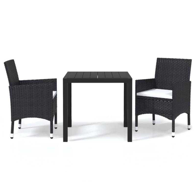 vidaXL 3-tlg Garten-Essgruppe mit Kissen Poly Rattan Schwarz Modell 3 von VIDAXL