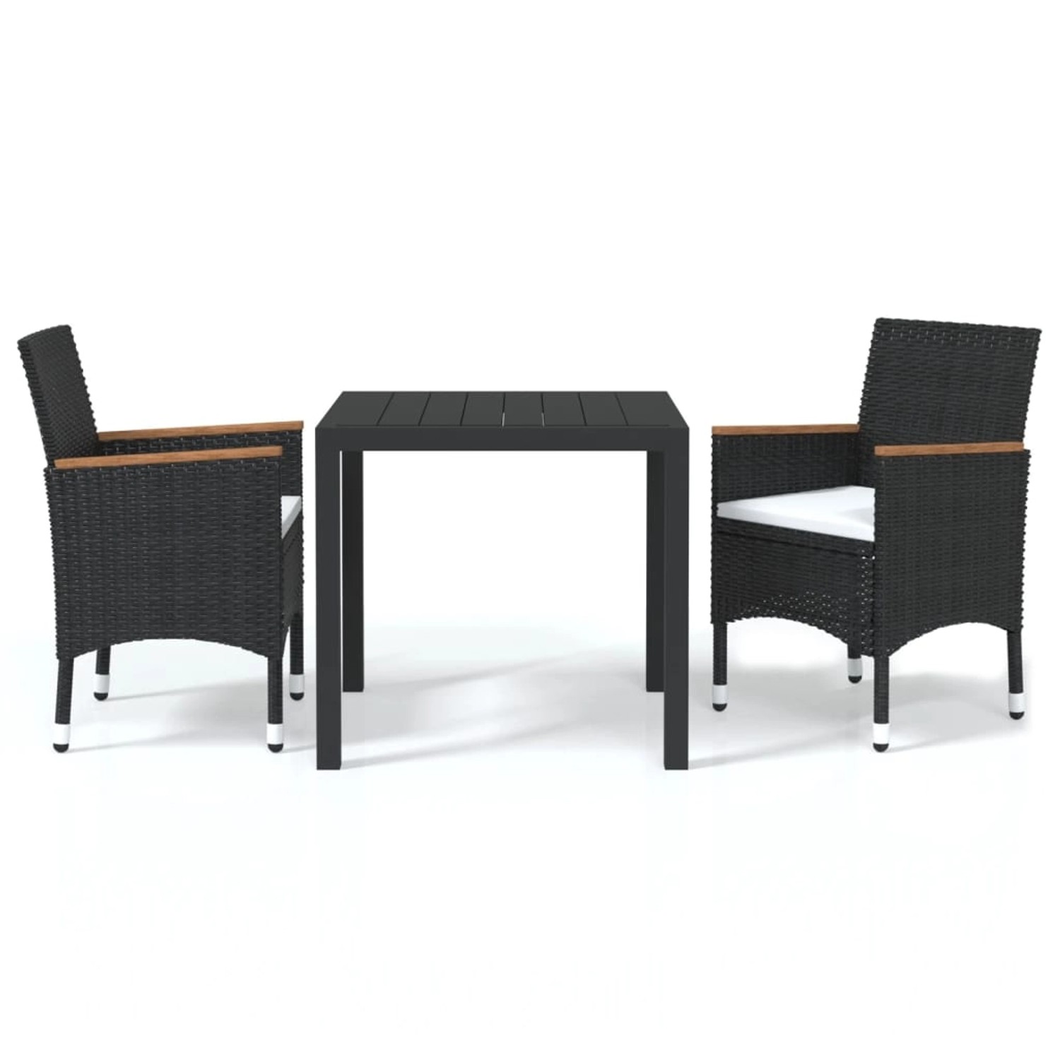 vidaXL 3-tlg Garten-Essgruppe mit Kissen Poly Rattan Schwarz Modell 4 vidaXL 3-tlg Garten-Essgruppe mit Kissen Poly Rattan Schwarz Modell 4 von VIDAXL