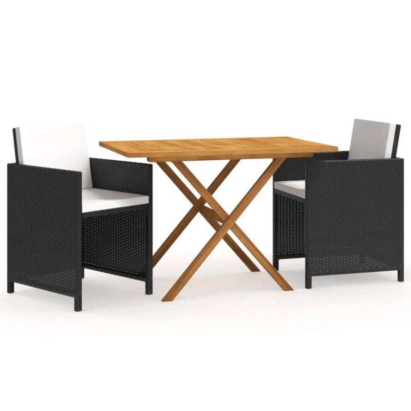 vidaXL 3-tlg Garten-Essgruppe mit Kissen Schwarz Modell 17 von VIDAXL