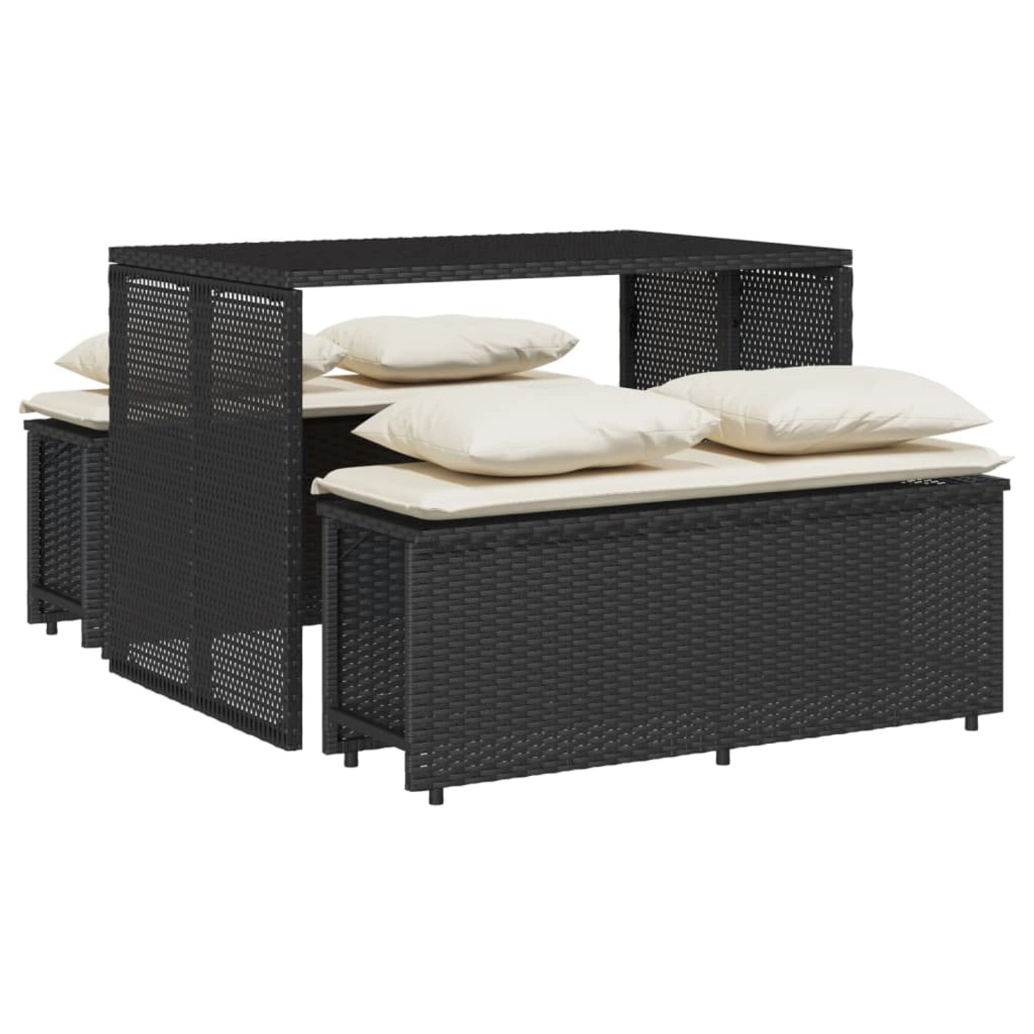 vidaXL 3-tlg Garten-Essgruppe mit Kissen Schwarz Poly Rattan Modell 57 vidaXL 3-tlg Garten-Essgruppe mit Kissen Schwarz Poly Rattan Modell 57 von VIDAXL