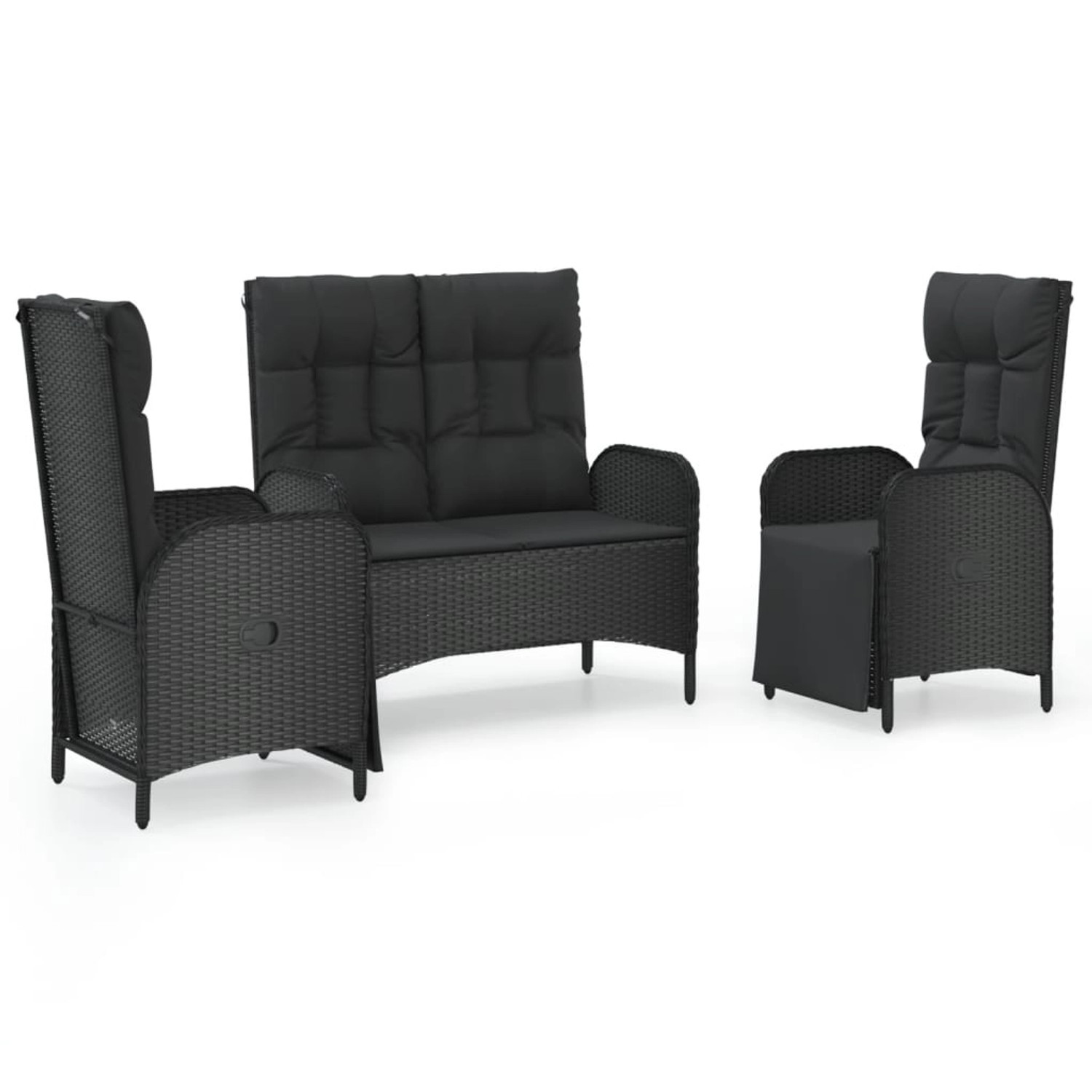 vidaXL 3-tlg Garten-Essgruppe mit Kissen Schwarz Poly Rattan Modell 9 vidaXL 3-tlg Garten-Essgruppe mit Kissen Schwarz Poly Rattan Modell 9 von VIDAXL