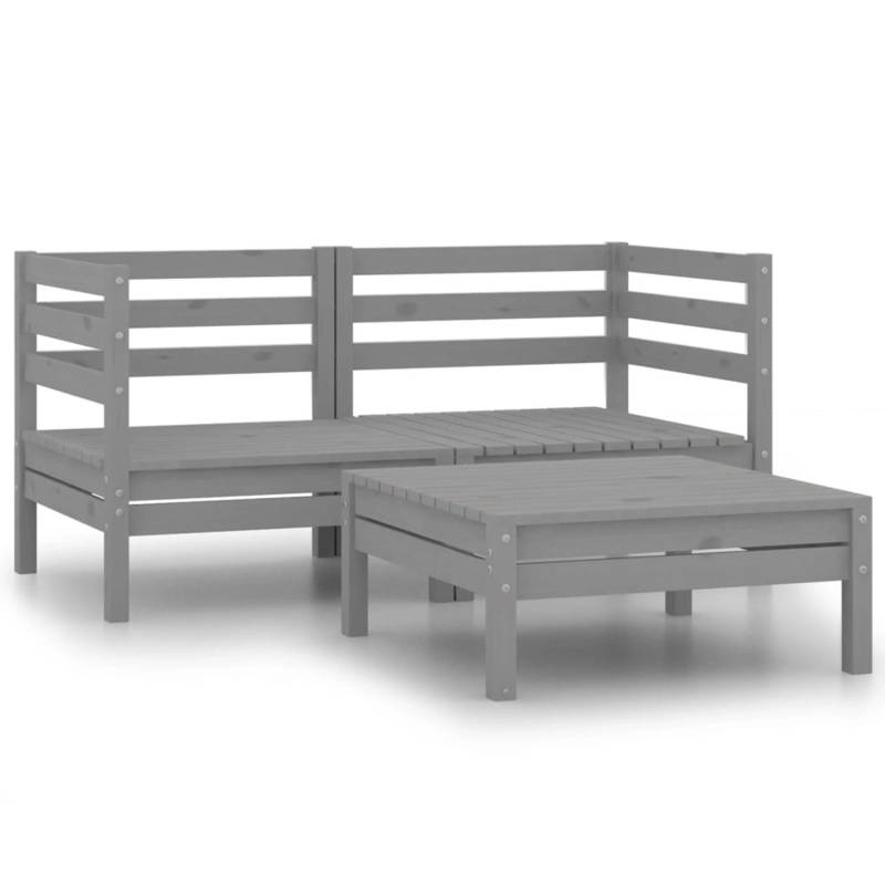 vidaXL 3-tlg Garten-Lounge-Set Grau Kiefer Massivholz Modell 8 von VIDAXL