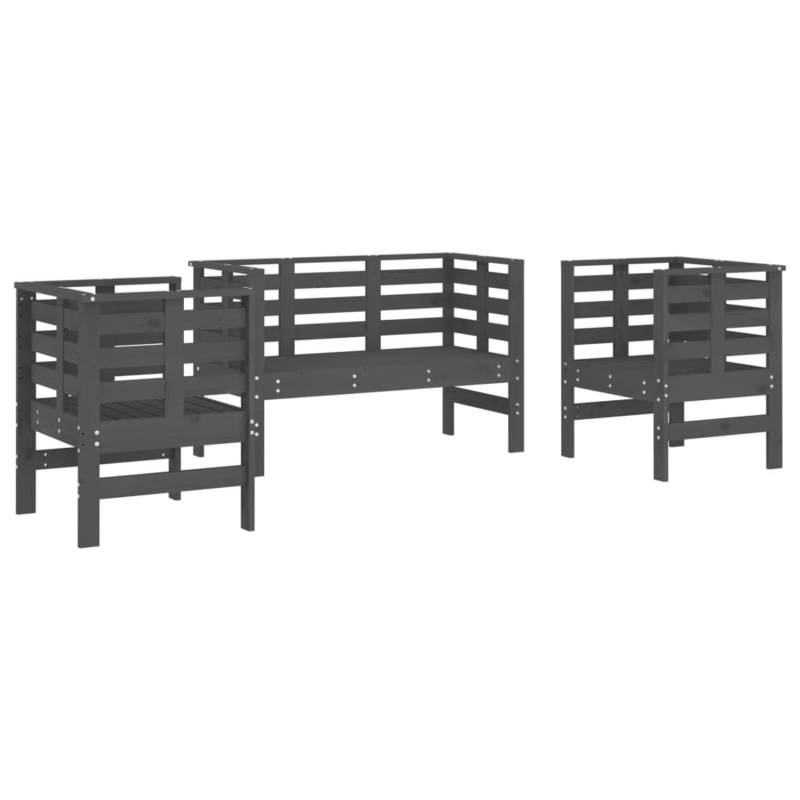 vidaXL 3-tlg Garten-Lounge-Set Grau Massivholz Kiefer von VIDAXL