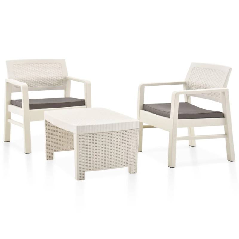vidaXL 3-tlg Garten-Lounge-Set Kunststoff Weiß von VIDAXL