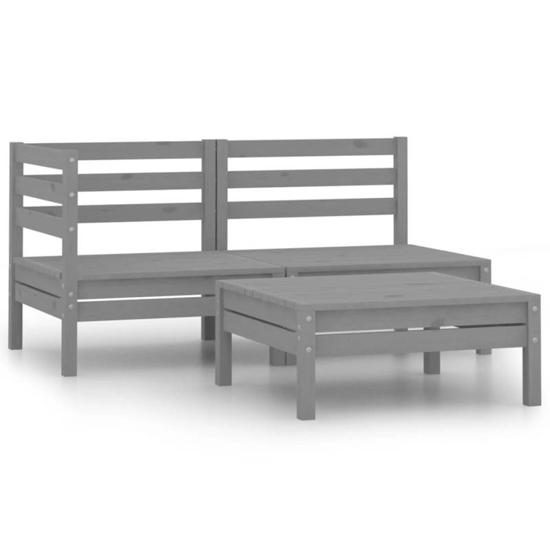 vidaXL 3-tlg Garten-Lounge-Set Massivholz Kiefer Grau Modell 1 von VIDAXL