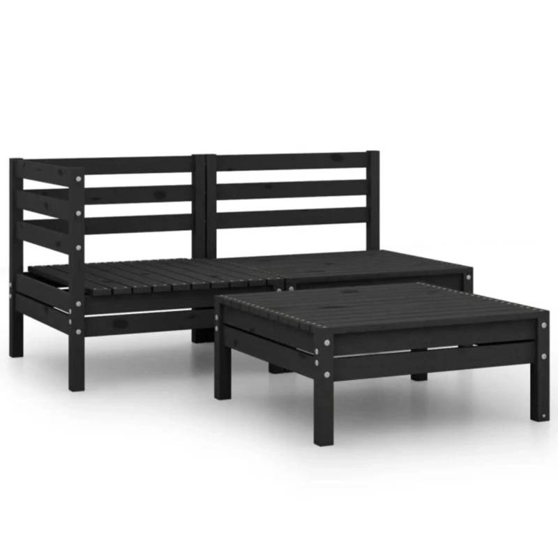 vidaXL 3-tlg Garten-Lounge-Set Massivholz Kiefer Schwarz Modell 1 von VIDAXL