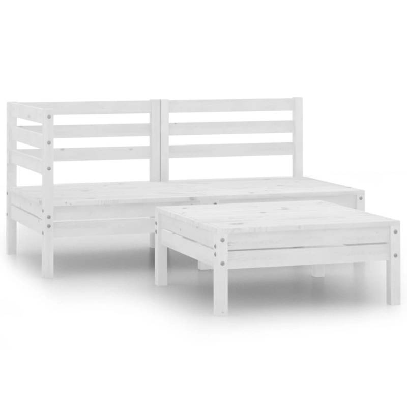 vidaXL 3-tlg Garten-Lounge-Set Massivholz Kiefer Weiß Modell 1 von VIDAXL