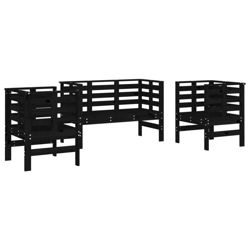 vidaXL 3-tlg Garten-Lounge-Set Schwarz Massivholz Kiefer Modell 11 von VIDAXL