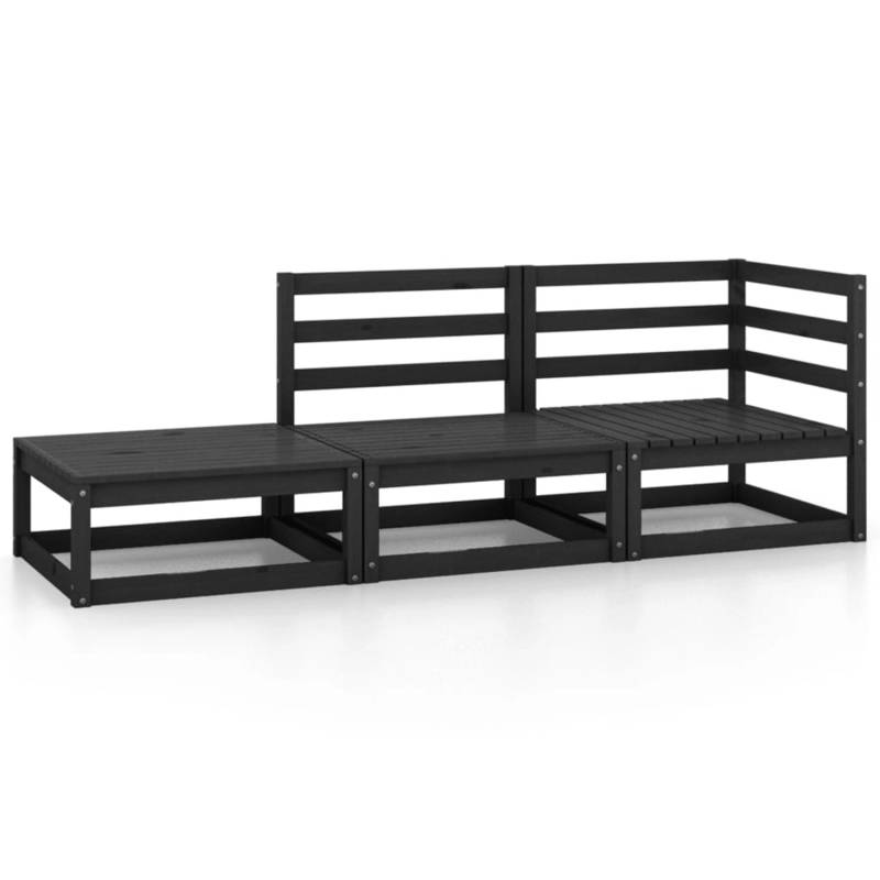 vidaXL 3-tlg Garten-Lounge-Set Schwarz Massivholz Kiefer Modell 3 von VIDAXL