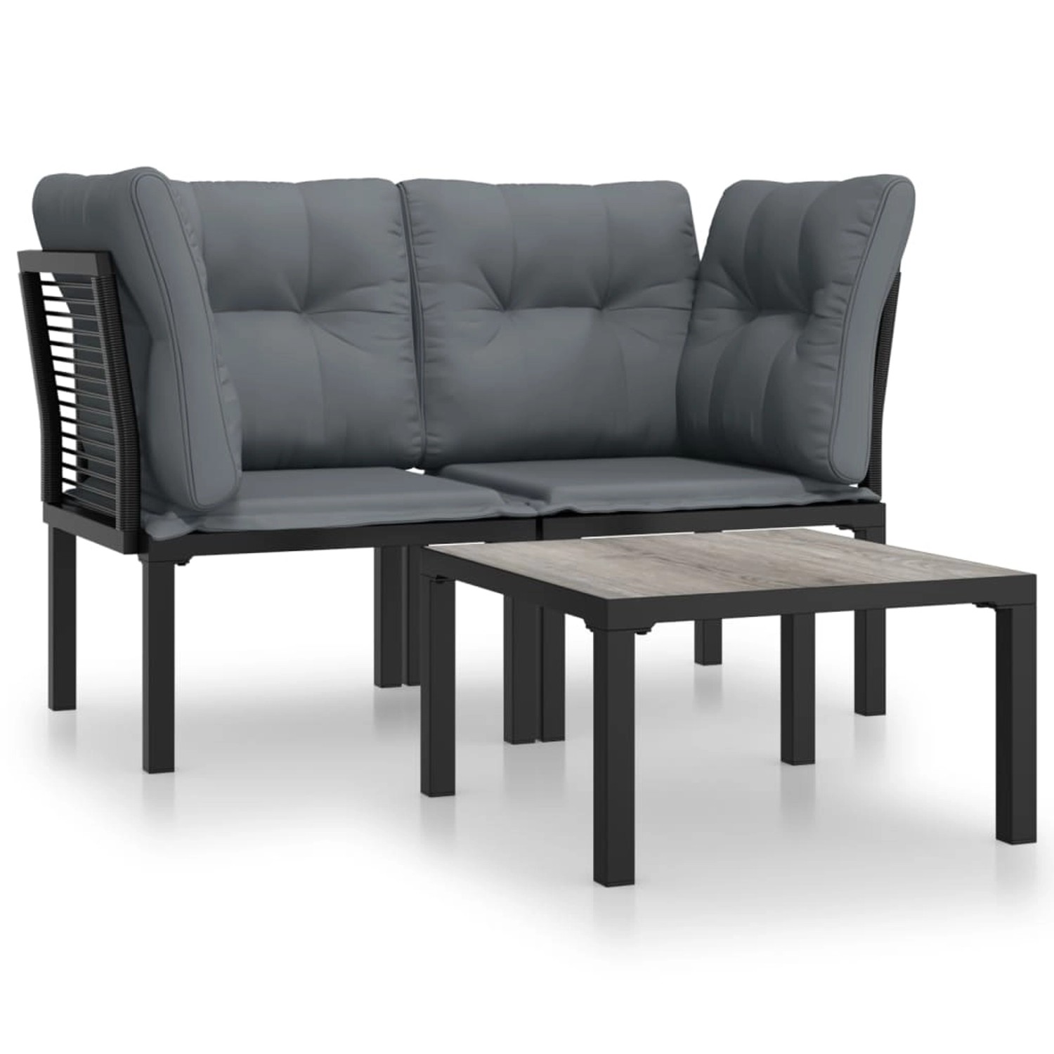 vidaXL 3-tlg Garten-Lounge-Set Schwarz und Grau Poly Rattan Modell 1 vidaXL 3-tlg Garten-Lounge-Set Schwarz und Grau Poly Rattan Modell 1 von VIDAXL
