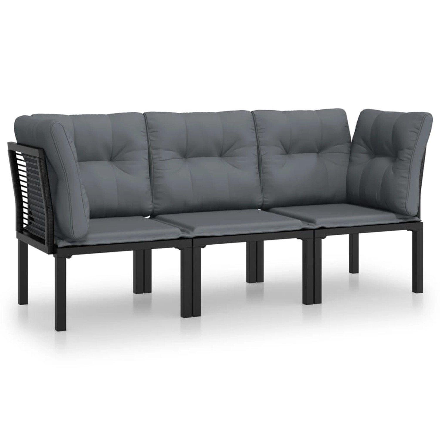 vidaXL 3-tlg Garten-Lounge-Set Schwarz und Grau Poly Rattan Modell 2 vidaXL 3-tlg Garten-Lounge-Set Schwarz und Grau Poly Rattan Modell 2 von VIDAXL